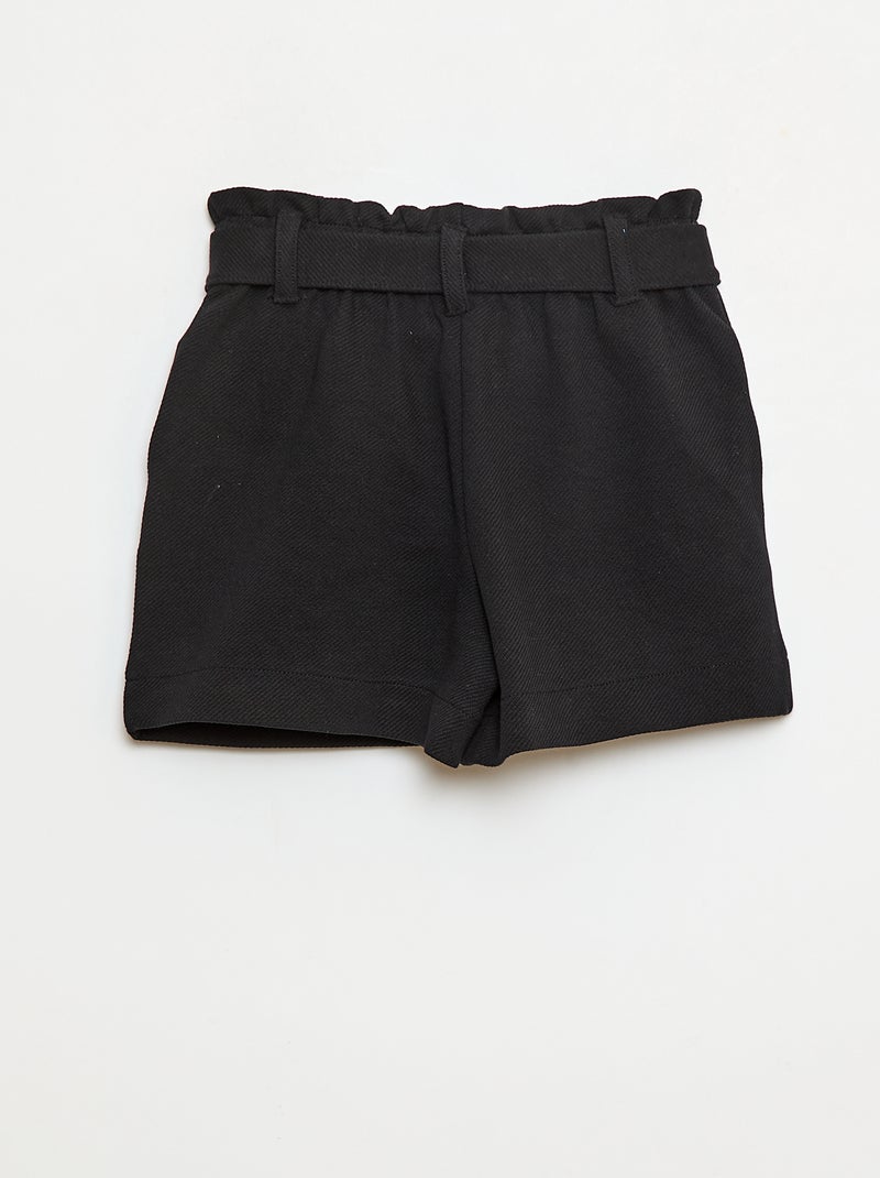 Short van milanotricot met ceintuur zwart - Kiabi