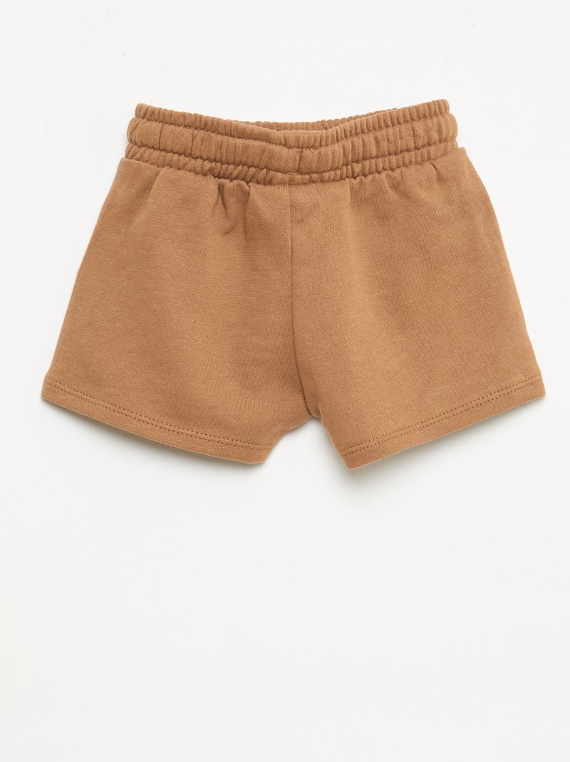 Short van ongeborstelde joggingstof Biege - Kiabi