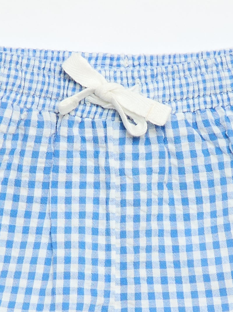 Short van seersucker met Vichy-ruit Blauw - Kiabi