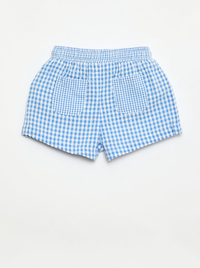 Short van seersucker met Vichy-ruit Blauw - Kiabi