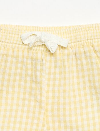Short van seersucker met Vichy-ruit