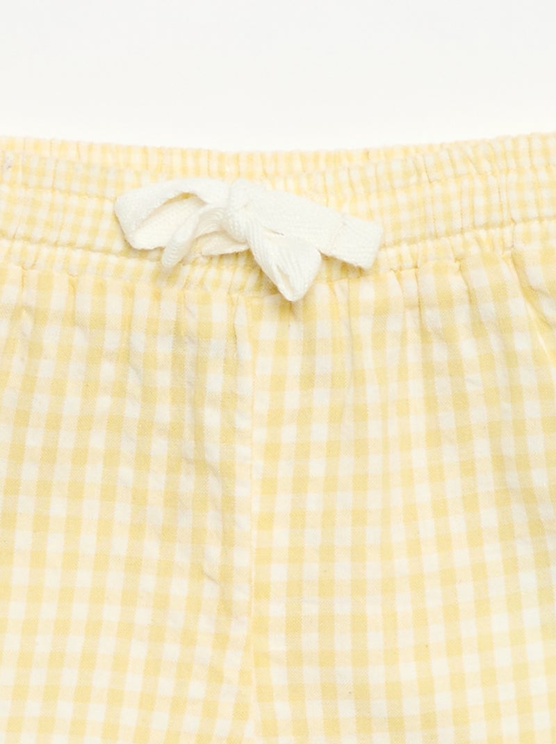 Short van seersucker met Vichy-ruit Geel - Kiabi