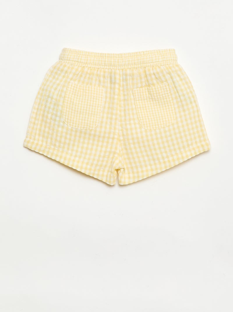 Short van seersucker met Vichy-ruit Geel - Kiabi
