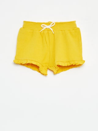 Short van tricot met wafeltextuur en golvend boordje