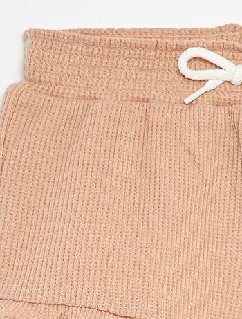 Short van tricot met wafeltextuur en golvend boordje