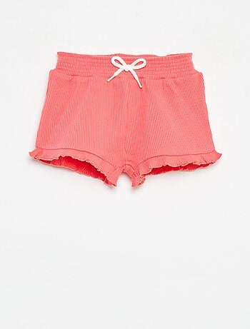 Short van tricot met wafeltextuur en golvend boordje