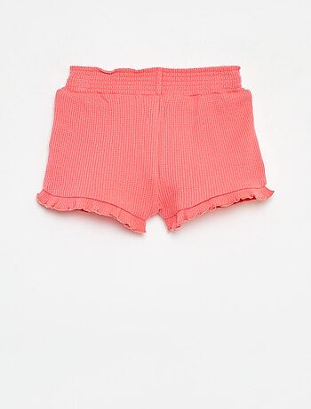 Short van tricot met wafeltextuur en golvend boordje