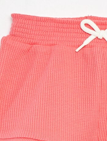 Short van tricot met wafeltextuur en golvend boordje