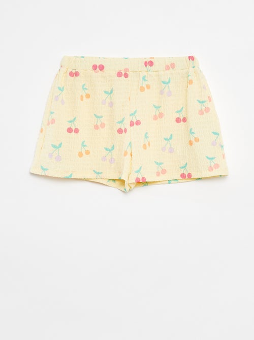 Short van tricot met wafeltextuur en motiefje - Kiabi