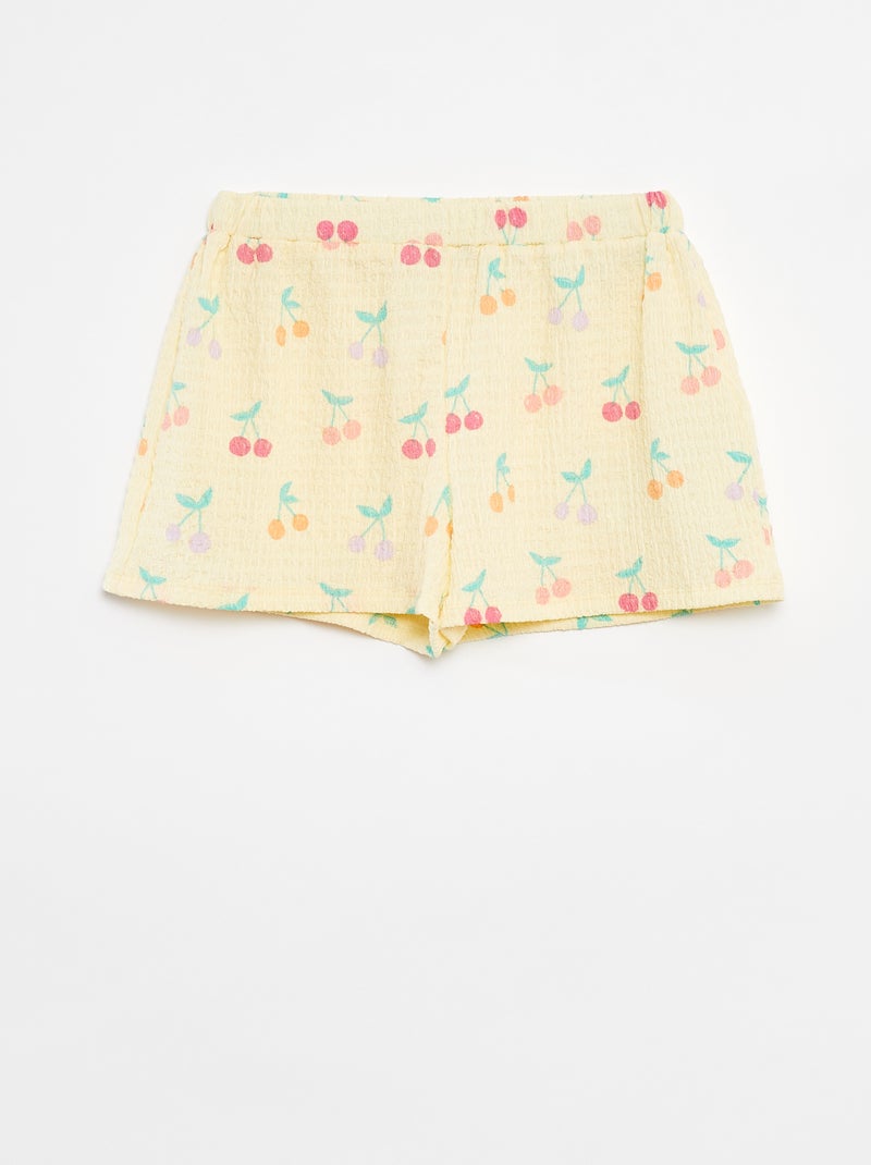 Short van tricot met wafeltextuur en motiefje Geel - Kiabi