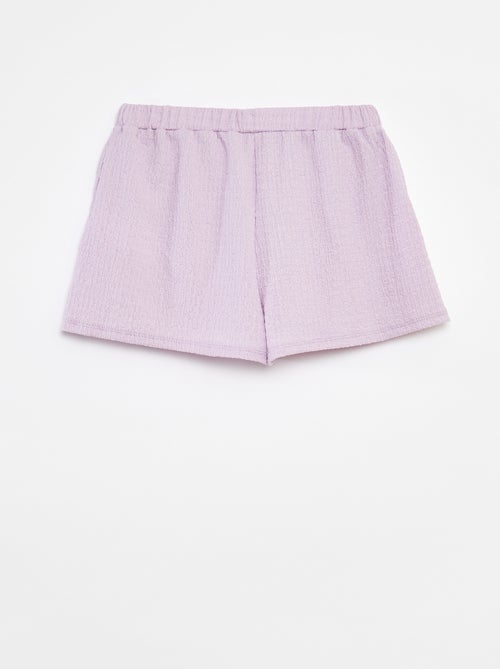 Short van tricot met wafeltextuur en motiefje - Kiabi