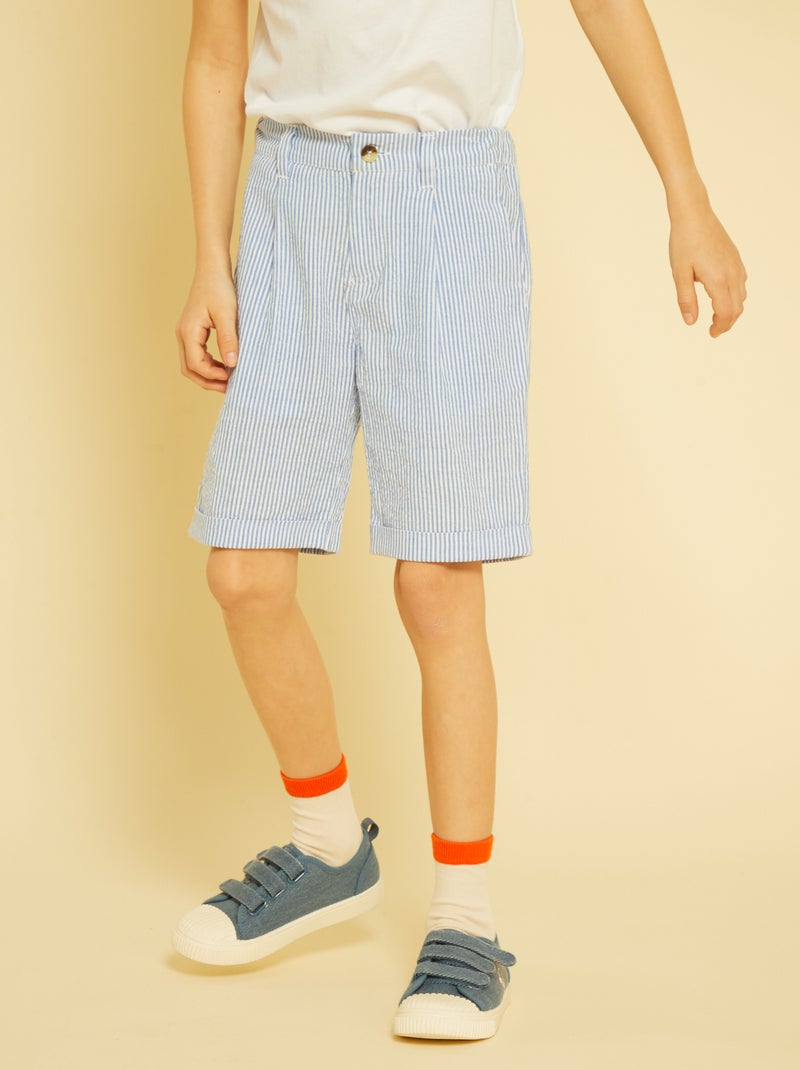 Short van wafeltricot BLAUW - Kiabi