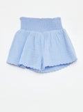 Short van zachte, luchtige katoen met borduursel BLAUW - Kiabi