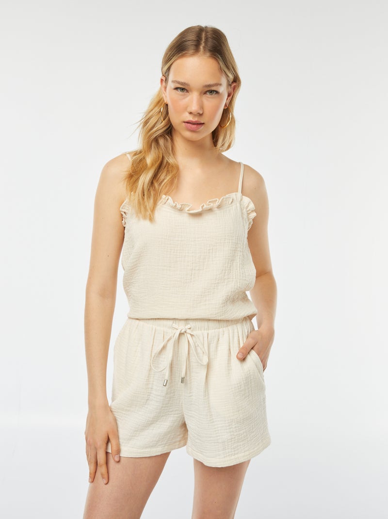 Short van zachte, luchtige katoen Wit - Kiabi