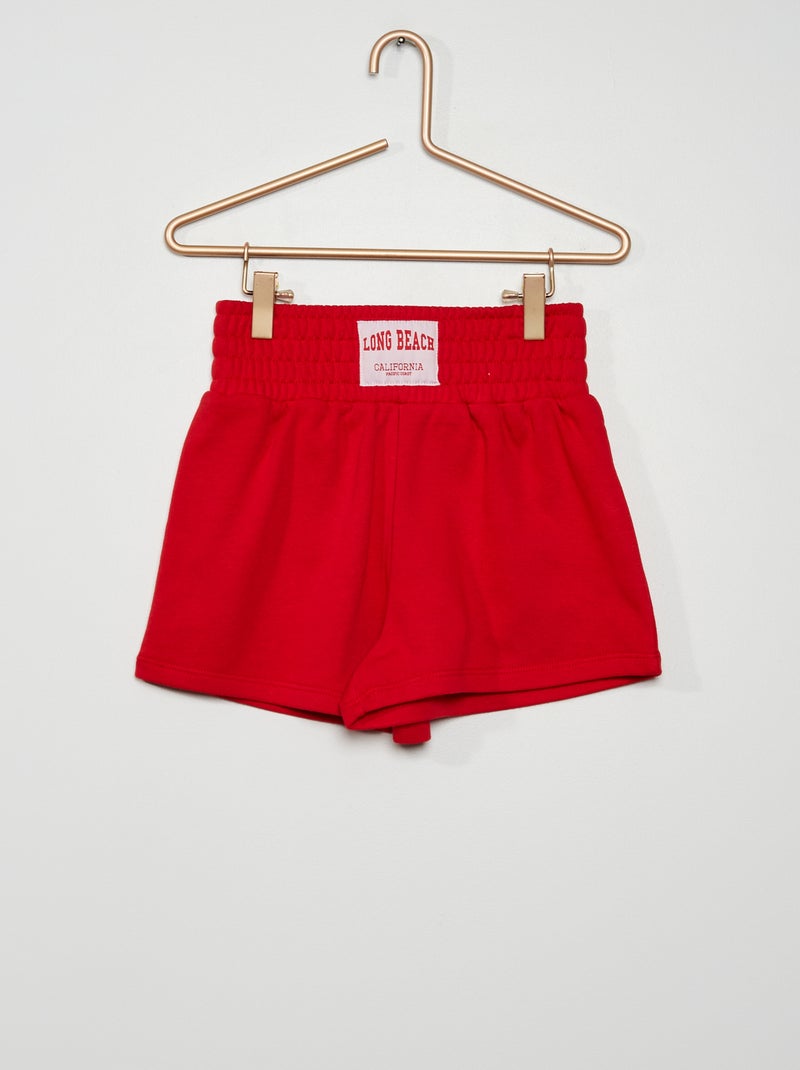 Shortje van joggingstof met etiket ROOD - Kiabi