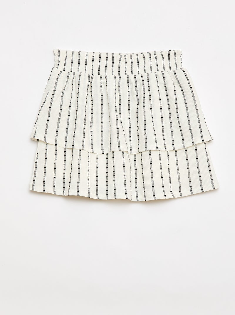 Shortrok met fijne verticale strepen Wit - Kiabi