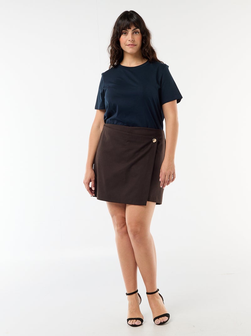 Shortrokje met fijne strepen Bruin - Kiabi