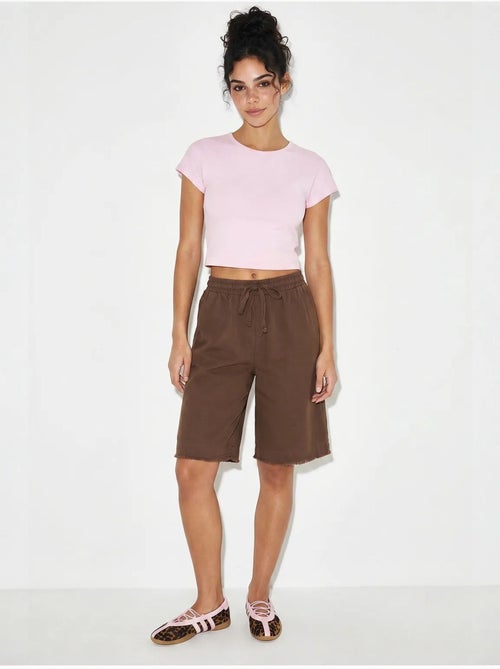 Shorts en mélange de coton à taille haute lucci - Kiabi Shorts en mélange de coton à taille haute lucci - Kiabi