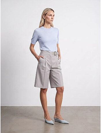 Shorts met hoge taille, wijde pijp en riem dilvin