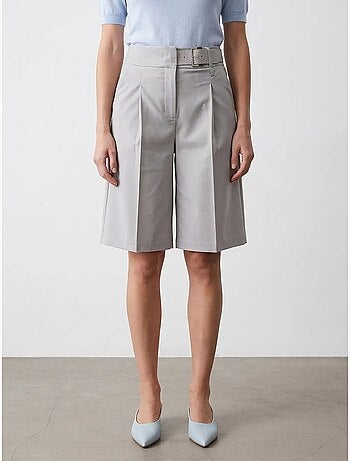 Shorts met hoge taille, wijde pijp en riem dilvin