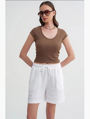 Shorts texturés à taille haute et jambe large mixray