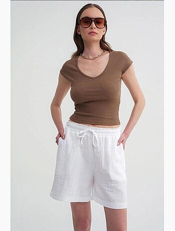 Shorts texturés à taille haute et jambe large mixray