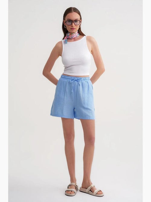 Shorts texturés à taille haute et jambe large mixray - Kiabi Shorts texturés à taille haute et jambe large mixray - Kiabi