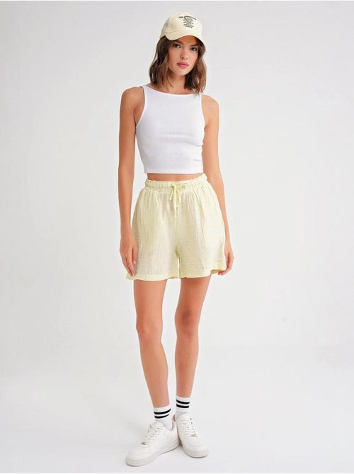 Shorts texturés à taille haute et jambe large mixray - Kiabi Shorts texturés à taille haute et jambe large mixray - Kiabi