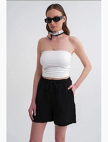 Shorts texturés à taille haute et jambe large mixray