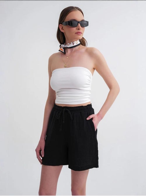 Shorts texturés à taille haute et jambe large mixray - Kiabi Shorts texturés à taille haute et jambe large mixray - Kiabi