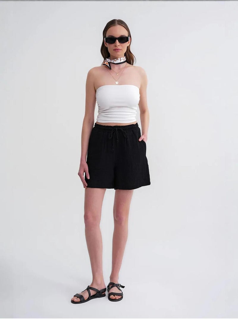 Shorts texturés à taille haute et jambe large mixray Noir - Kiabi