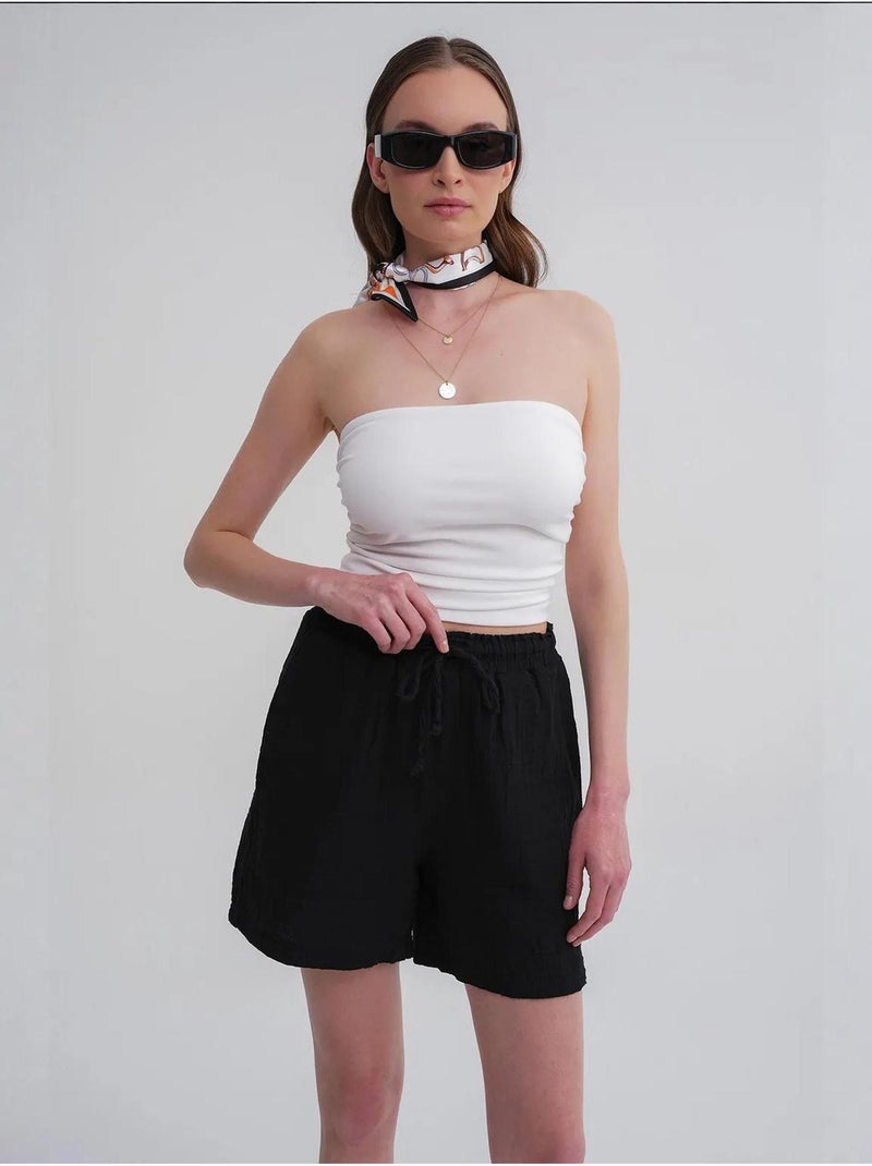 Shorts texturés à taille haute et jambe large mixray Noir - Kiabi