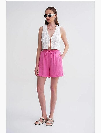 Shorts texturés à taille haute et jambe large mixray
