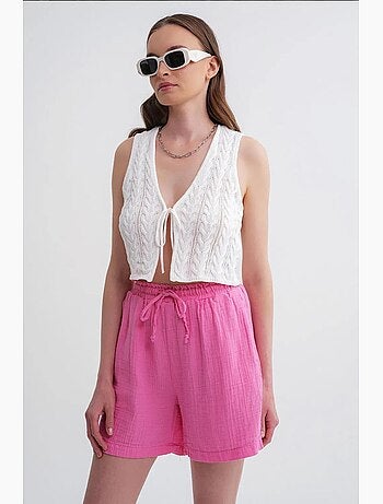 Shorts texturés à taille haute et jambe large mixray