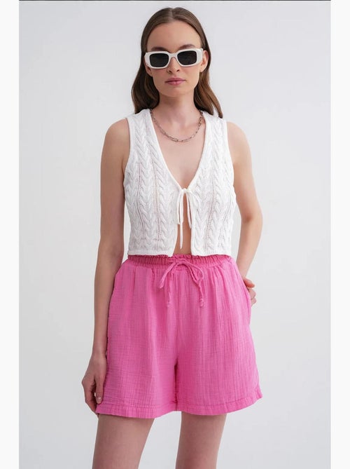 Shorts texturés à taille haute et jambe large mixray - Kiabi Shorts texturés à taille haute et jambe large mixray - Kiabi