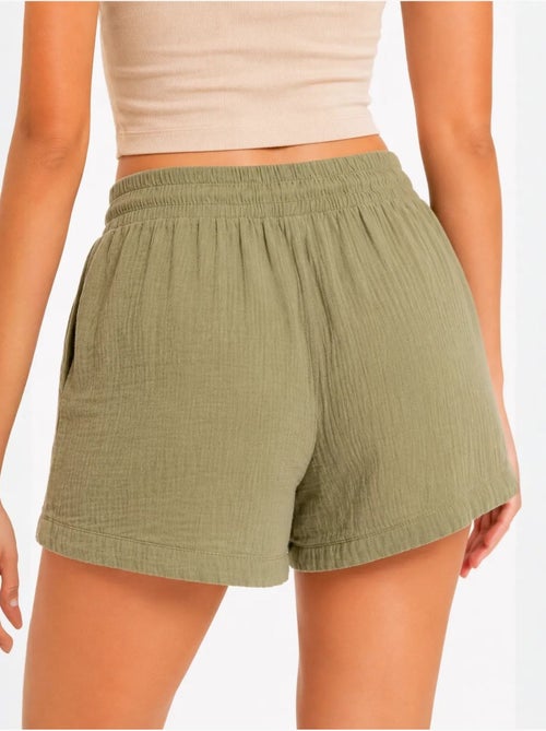 Shorts texturés à taille haute et jambe large mixray - Kiabi Shorts texturés à taille haute et jambe large mixray - Kiabi