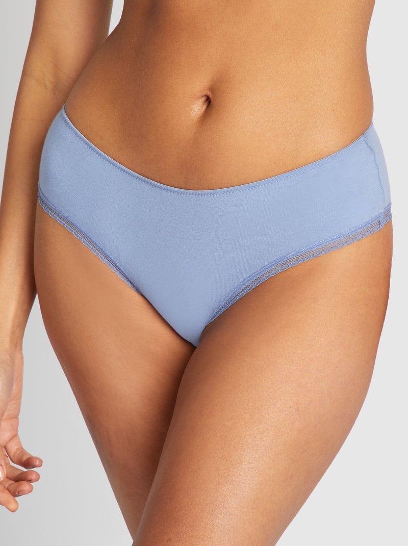 Shorty coton galons dentelle Bleu - Kiabi