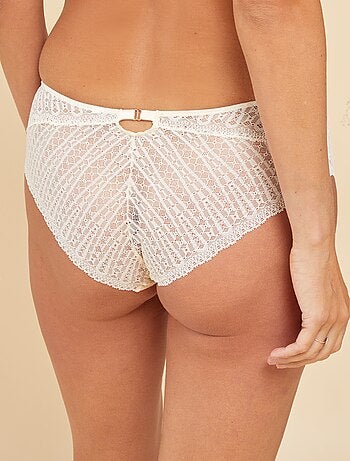 Shorty en dentelle ajourée - Octobre Rose