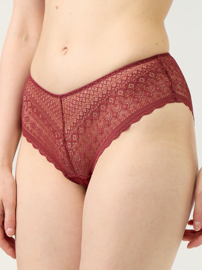 Shorty en dentelle Bordeaux - Kiabi