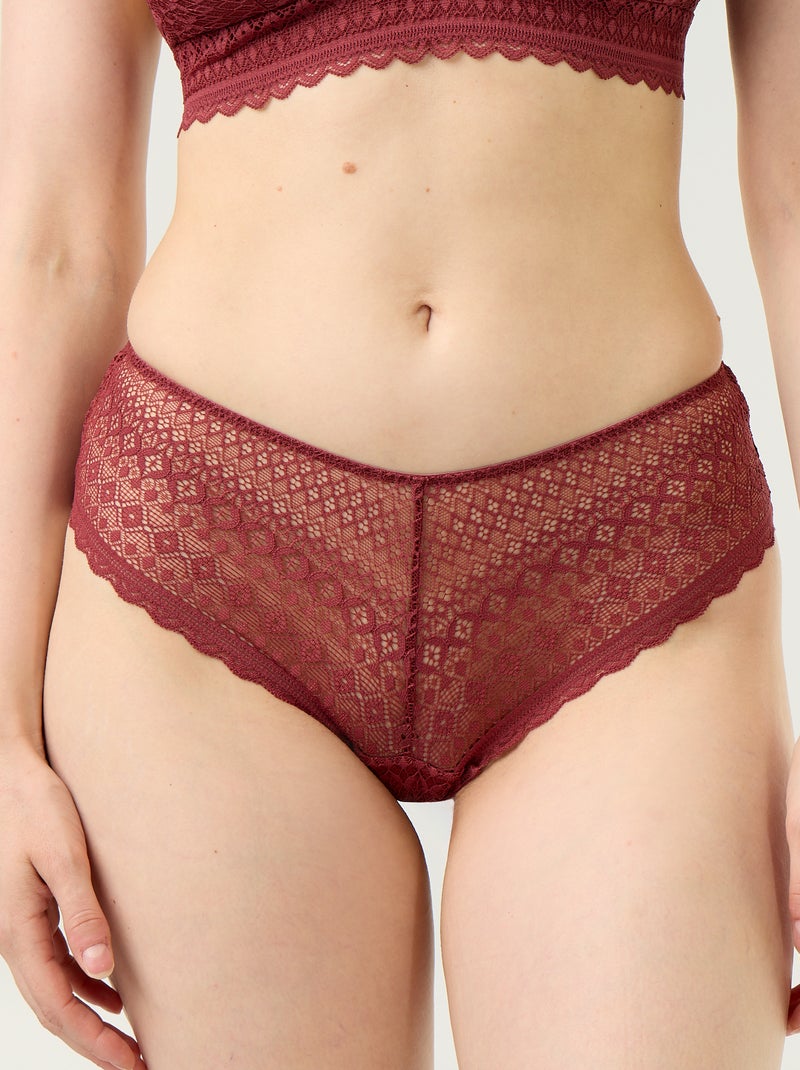 Shorty en dentelle Bordeaux - Kiabi