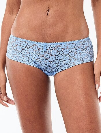 Shorty en dentelle fleurie transparente
