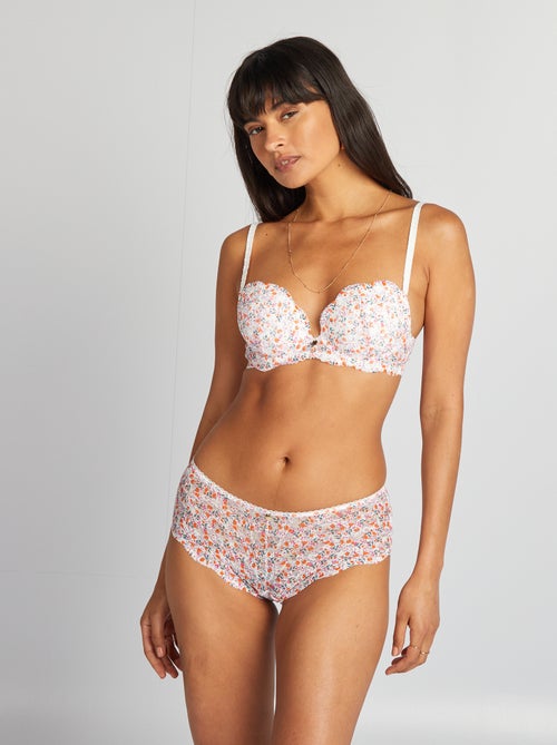 Shorty en dentelle imprimé fleuri - Kiabi