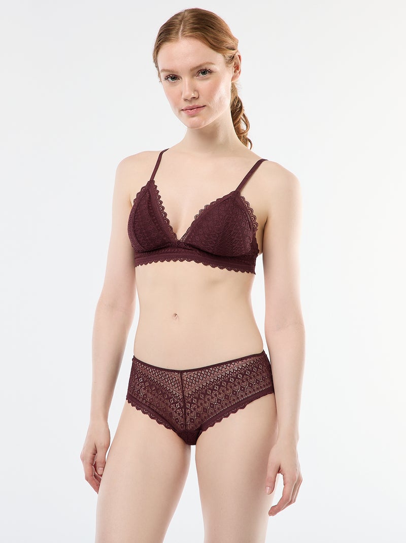 Shorty en dentelle Marron - Kiabi