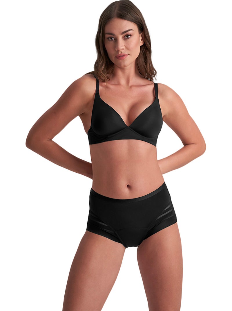 Shorty menstruel taille haute lace medium flow Noir - Kiabi