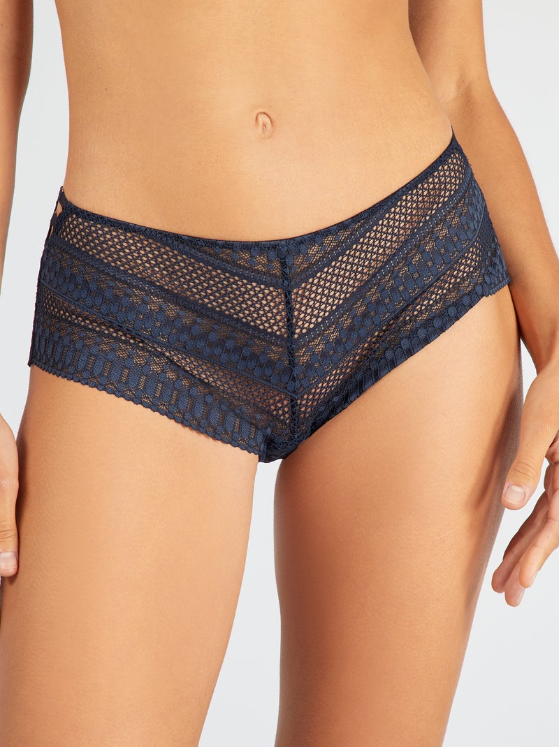 Shorty tout dentelle bleu marine - Kiabi