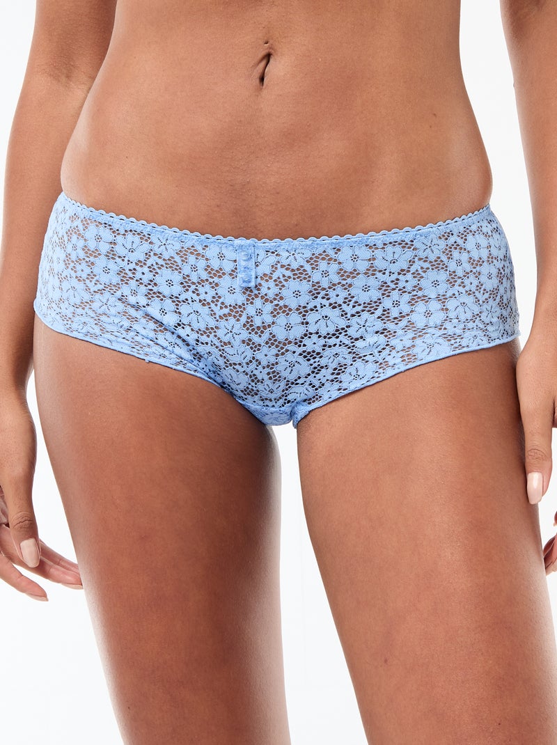 Shorty van transparant bloemenkant Blauw - Kiabi