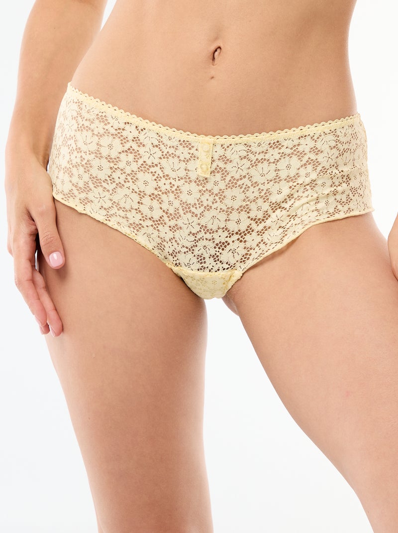 Shorty van transparant bloemenkant Geel - Kiabi