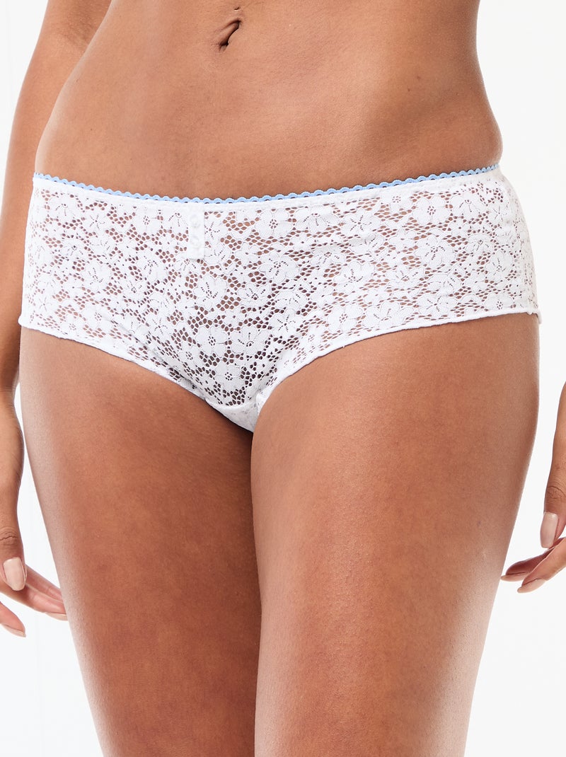 Shorty van transparant bloemenkant Wit - Kiabi