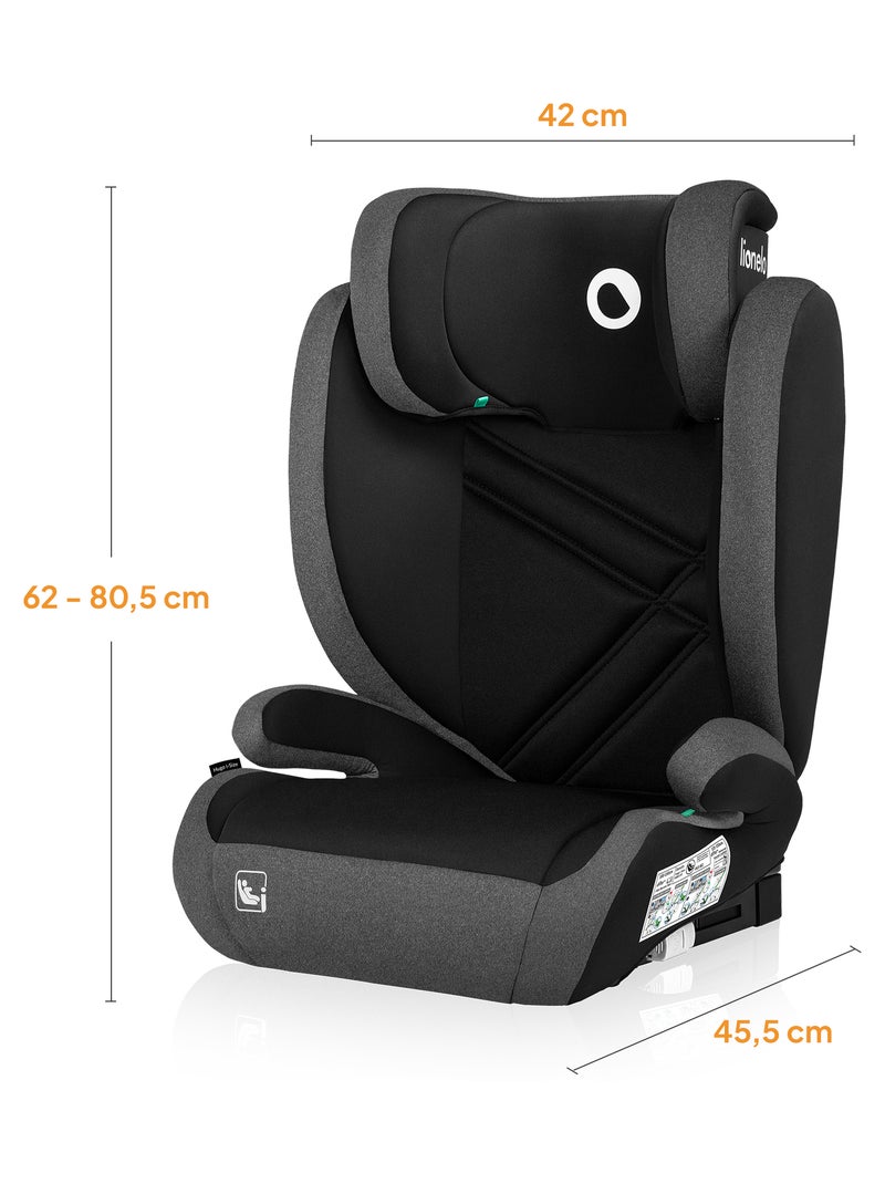Siège auto 100-150cm LIONELO Hugo i-Size - ISOFIX - Groupe 2/3 - Appui-tête à mémoire de forme Noir Gris - Kiabi