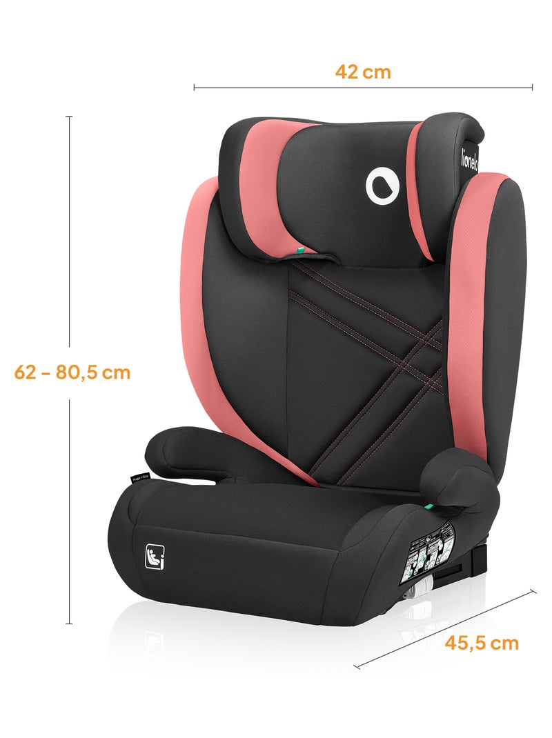 Siège auto 100-150cm LIONELO Hugo i-Size - ISOFIX - Groupe 2/3 - Appui-tête à mémoire de forme Noir Rose - Kiabi